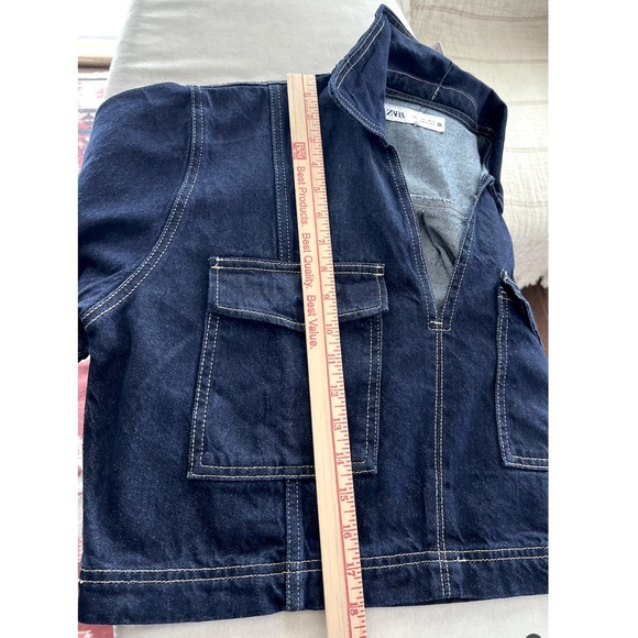 ZARA Z1975 New Cropped Short Sleeve Denim Shirt - NWT! - L - Picture 4 of 13